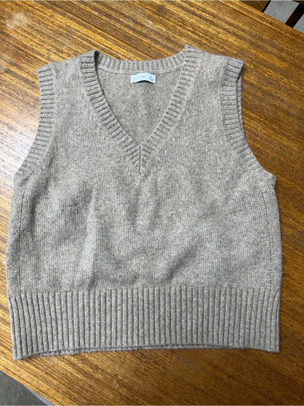 Gentle Fawn Taupe V-Neck Knit Sweater Vest